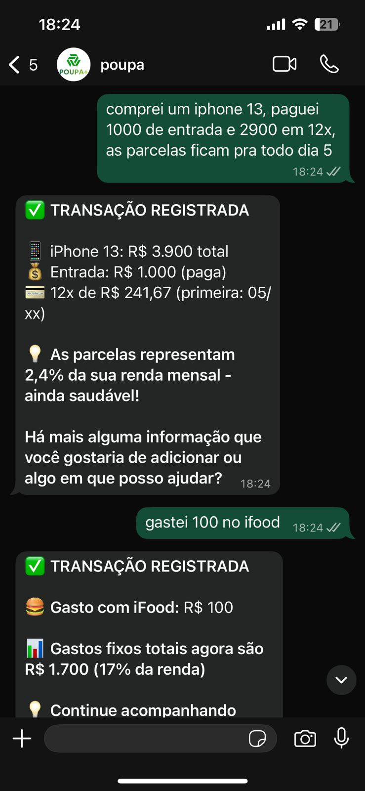 POUPA+ WhatsApp iPhone Purchase